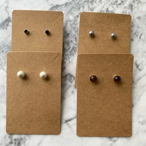 Set of 4 Various Stud Earrings